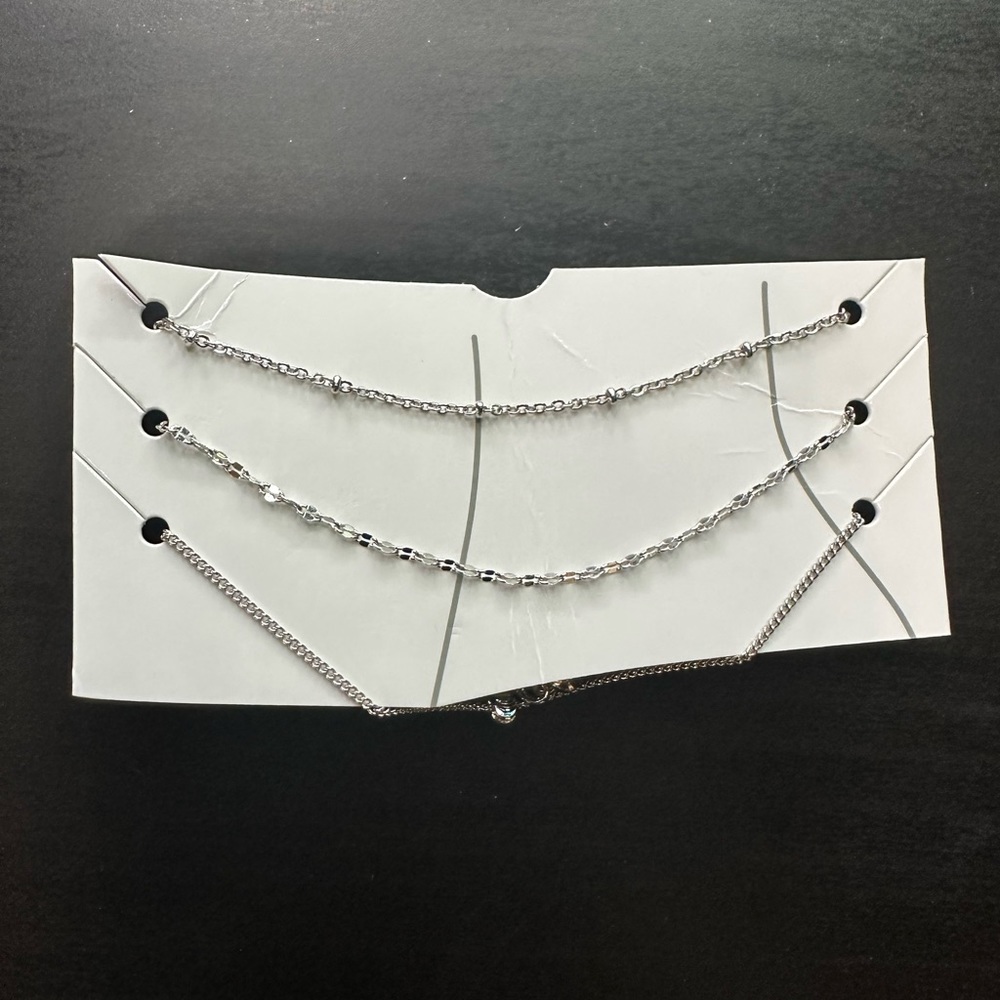 Set of 3 silver colored anklets NWT